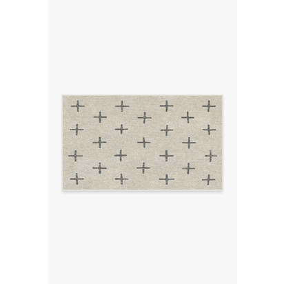 Crosby Birch & Charcoal Flatwoven Rug - 90 x 150 cm - Rug + Pad System