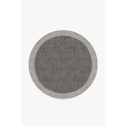 Solvi Charcoal Flatwoven Rug - 185 Round cm - Rug + Pad System