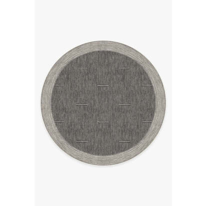 Solvi Charcoal Flatwoven Rug - 245 Round cm - Rug + Pad System