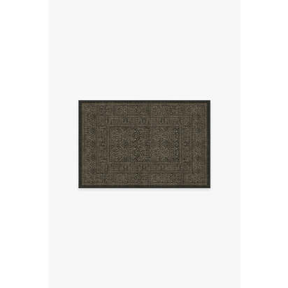 Bluebell Soft Black Flatwoven Rug by Morris & Co. - 60 x 90 cm - Rug + Pad System