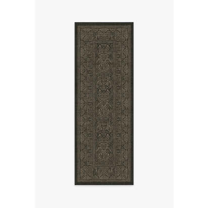 Bluebell Soft Black Flatwoven Rug by Morris & Co. - 75 x 215 cm - Rug + Pad System