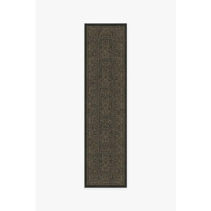 Bluebell Soft Black Flatwoven Rug by Morris & Co. - 75 x 305 cm - Rug + Pad System