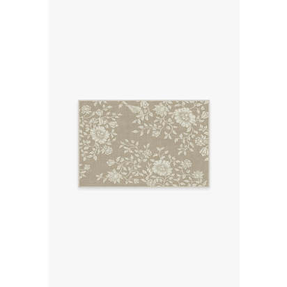 Mallow Flower Natural Stone Flatwoven Rug by Morris & Co. - 60 x 90 cm - Rug + Pad System