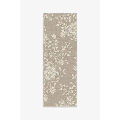 Mallow Flower Natural Stone Flatwoven Rug by Morris & Co. - 75 x 215 cm - Rug + Pad System