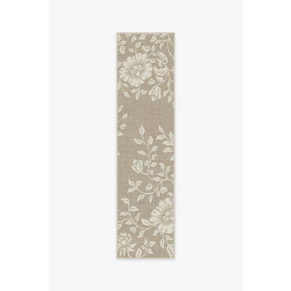 Mallow Flower Natural Stone Flatwoven Rug by Morris & Co. - 75 x 305 cm - Rug + Pad System