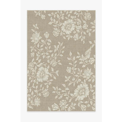 Mallow Flower Natural Stone Flatwoven Rug by Morris & Co. - 185 x 275 cm - Rug + Pad System
