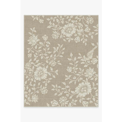 Mallow Flower Natural Stone Flatwoven Rug by Morris & Co. - 245 x 305 cm - Rug + Pad System