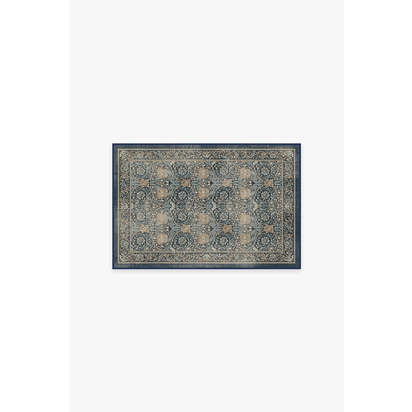 Honeysuckle & Tulip Indigo Flatwoven Rug by Morris & Co. - 60 x 90 cm - Rug + Pad System