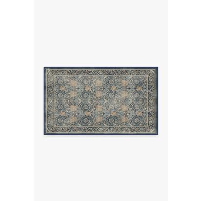 Honeysuckle & Tulip Indigo Flatwoven Rug by Morris & Co. - 90 x 150 cm - Rug + Pad System