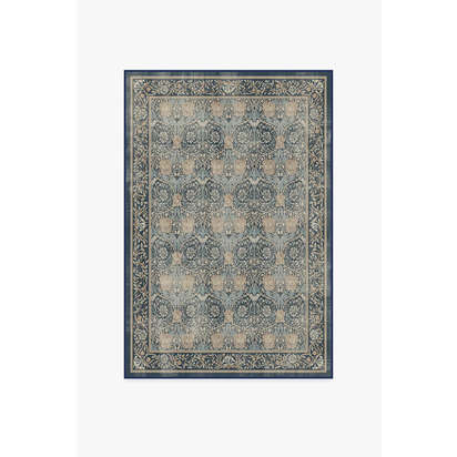 Honeysuckle & Tulip Indigo Flatwoven Rug by Morris & Co. - 120 x 185 cm - Rug + Pad System