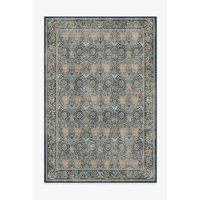 Honeysuckle & Tulip Indigo Flatwoven Rug by Morris & Co. - 185 x 275 cm - Rug + Pad System