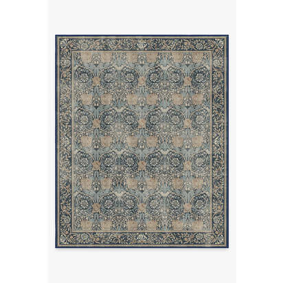 Honeysuckle & Tulip Indigo Flatwoven Rug by Morris & Co. - 245 x 305 cm - Rug + Pad System