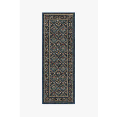 Bellflowers Blue Flatwoven Rug by Morris & Co. - 75 x 215 cm - Rug + Pad System