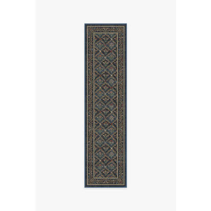 Bellflowers Blue Flatwoven Rug by Morris & Co. - 75 x 305 cm - Rug + Pad System