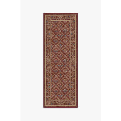 Bellflowers Amber Red Flatwoven Rug by Morris & Co. - 75 x 215 cm - Rug + Pad System
