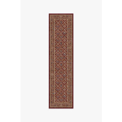 Bellflowers Amber Red Flatwoven Rug by Morris & Co. - 75 x 305 cm - Rug + Pad System