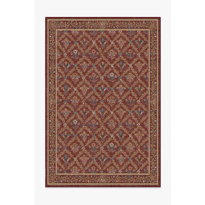Bellflowers Amber Red Flatwoven Rug by Morris & Co. - 185 x 275 cm - Rug + Pad System