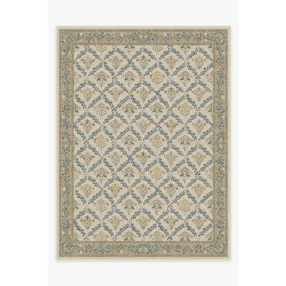 Bellflowers Ivory & Gold Flatwoven Rug by Morris & Co. - 275 x 365 cm - Rug + Pad System