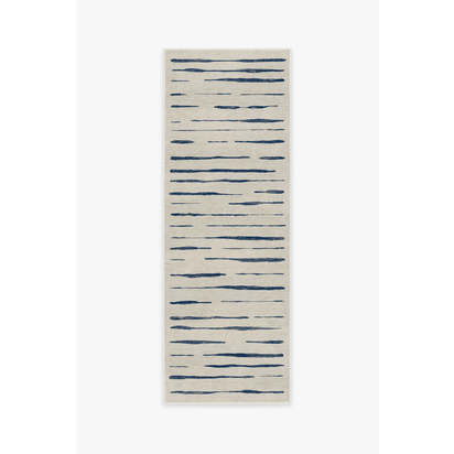 Talas Stripe Indigo Flatwoven Rug - 75 x 215 cm - Rug + Pad System