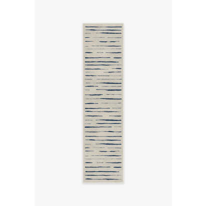 Talas Stripe Indigo Flatwoven Rug - 75 x 305 cm - Rug + Pad System