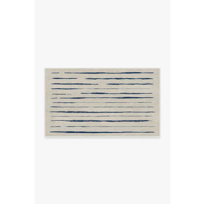 Talas Stripe Indigo Flatwoven Rug - 90 x 150 cm - Rug + Pad System