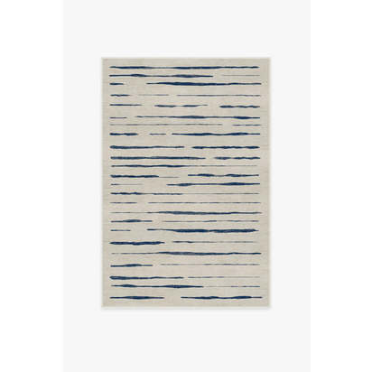 Talas Stripe Indigo Flatwoven Rug - 120 x 185 cm - Rug + Pad System