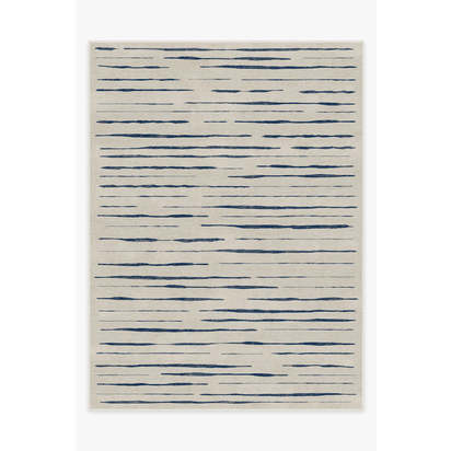 Talas Stripe Indigo Flatwoven Rug - 275 x 365 cm - Rug + Pad System