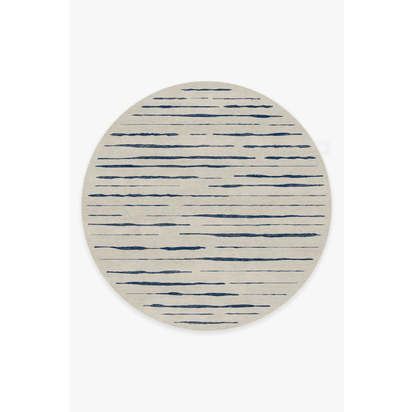 Talas Stripe Indigo Flatwoven Rug - 245 Round cm - Rug + Pad System