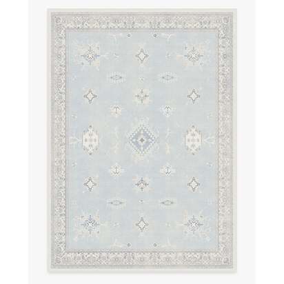 Verena Soft Blue Flatwoven Rug - 305 x 425 cm - Rug + Pad System