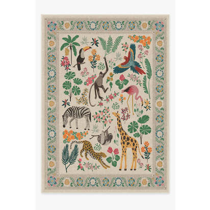 Jingle Jungle Flatwoven Rug by Iris Apfel - 305 x 425 cm - Rug + Pad System