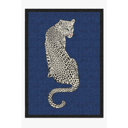 Snow Leopard Sapphire Flatwoven Rug by Jonathan Adler - 305 x 425 cm - Rug + Pad System