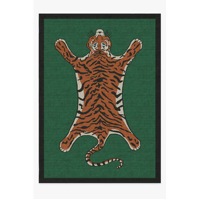 Tiger Emerald Flatwoven Rug by Jonathan Adler - 305 x 425 cm - Rug + Pad System