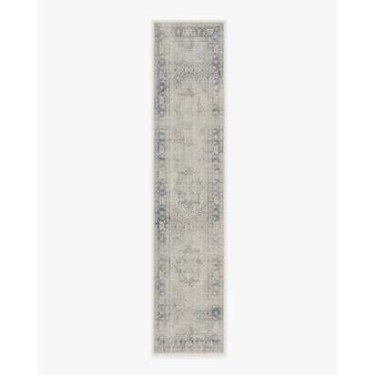 Kamran Blue Quartz Flatwoven Rug - 75 x 365 cm - Rug + Pad System
