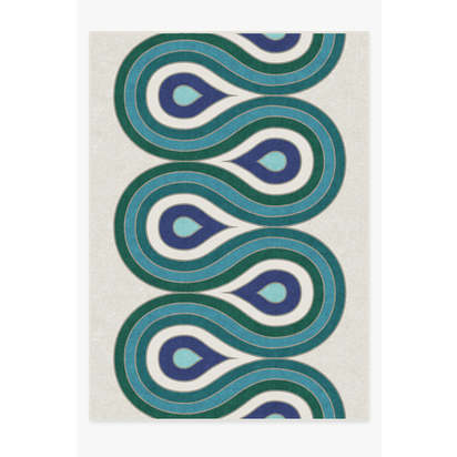 Milano Peacock Flatwoven Rug by Jonathan Adler - 305 x 425 cm - Rug + Pad System