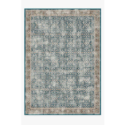 Celestine Teal Blue Flatwoven Rug - 305 x 425 cm - Rug + Pad System