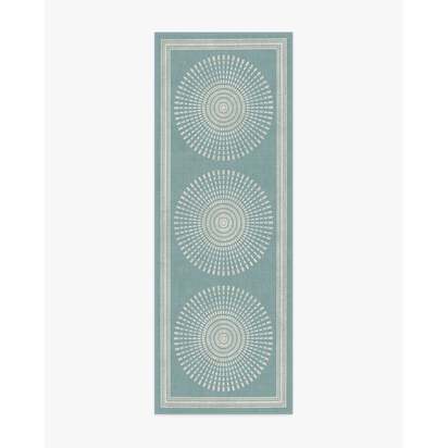 Santorini Blue Flatwoven Rug by Jonathan Adler - 75 x 215 cm - Rug + Pad System