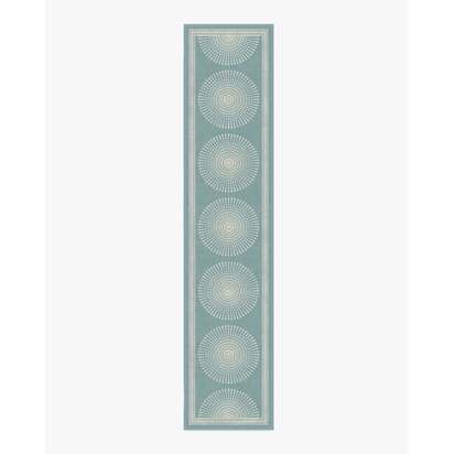 Santorini Blue Flatwoven Rug by Jonathan Adler - 75 x 365 cm - Rug + Pad System