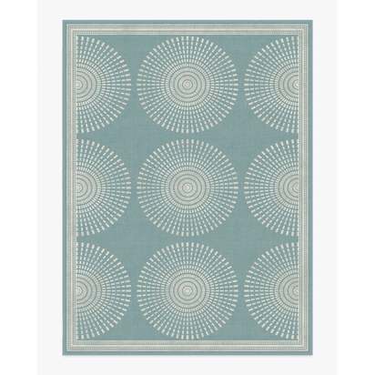 Santorini Blue Flatwoven Rug by Jonathan Adler - 275 x 365 cm - Rug + Pad System