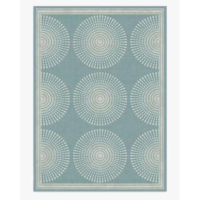 Santorini Blue Flatwoven Rug by Jonathan Adler - 305 x 425 cm - Rug + Pad System