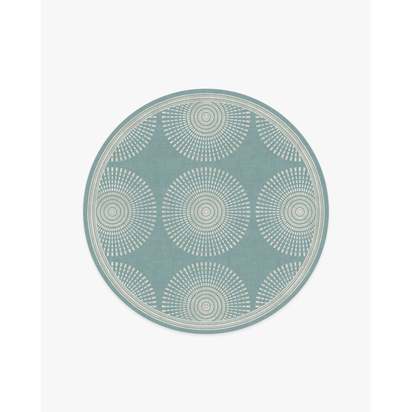 Santorini Blue Flatwoven Rug by Jonathan Adler - 185 Round cm - Rug + Pad System