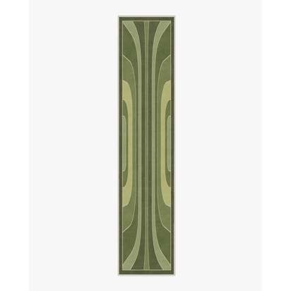 Paradox Green Flatwoven Rug by Jonathan Adler - 75 x 365 cm - Rug + Pad System