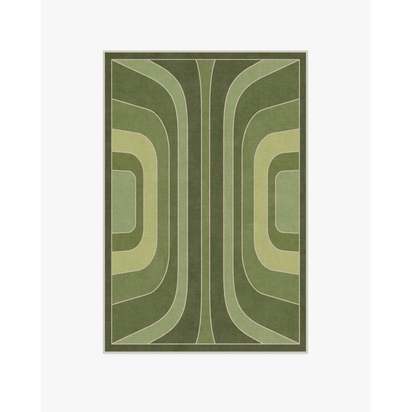 Paradox Green Flatwoven Rug by Jonathan Adler - 120 x 185 cm - Rug + Pad System