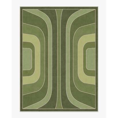 Paradox Green Flatwoven Rug by Jonathan Adler - 275 x 365 cm - Rug + Pad System