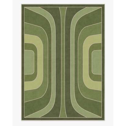 Paradox Green Flatwoven Rug by Jonathan Adler - 305 x 425 cm - Rug + Pad System