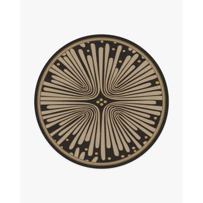 Gatsby Black & Gold Flatwoven Rug by Jonathan Adler - 245 Round cm - Rug + Pad System