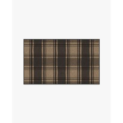 Easton Plaid Charcoal & Natural Flatwoven Rug - 90 x 150 cm - Rug + Pad System
