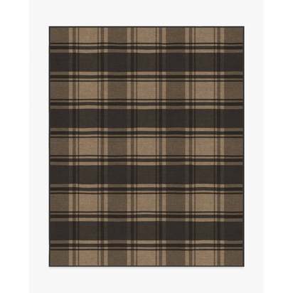 Easton Plaid Charcoal & Natural Flatwoven Rug - 245 x 305 cm - Rug + Pad System