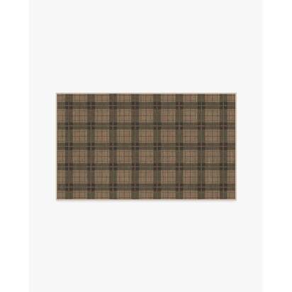 Alfie Plaid Natural & Green Flatwoven Rug - 90 x 150 cm - Rug + Pad System