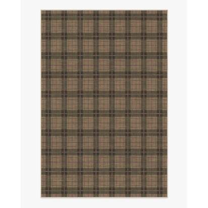 Alfie Plaid Natural & Green Flatwoven Rug - 185 x 275 cm - Rug + Pad System