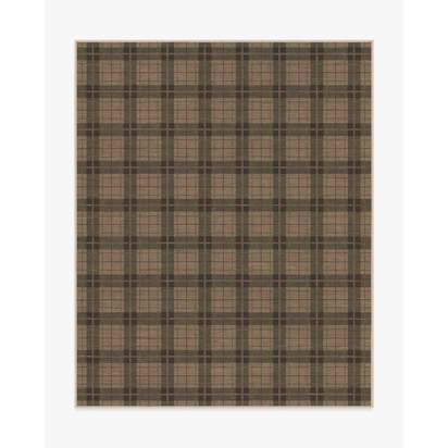 Alfie Plaid Natural & Green Flatwoven Rug - 245 x 305 cm - Rug + Pad System